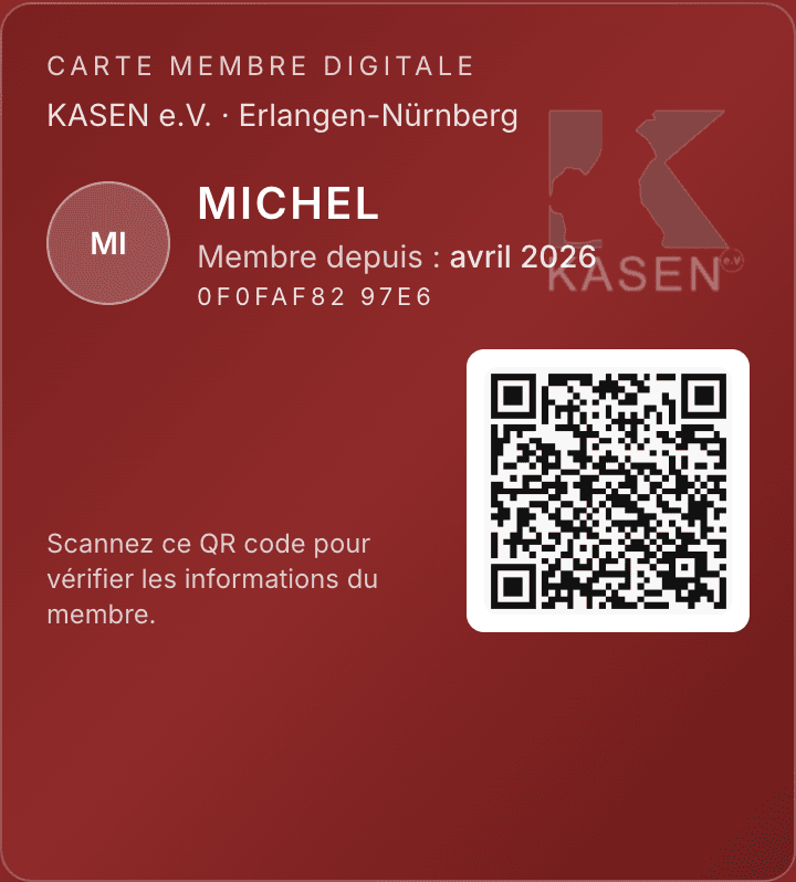 Exemple de carte membre KASEN e.V.